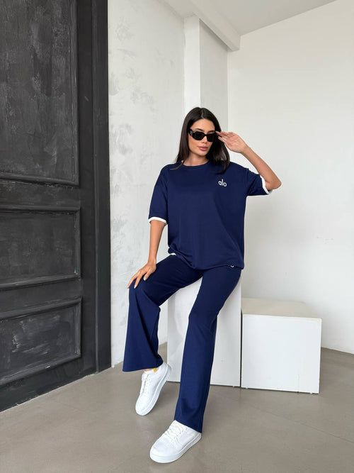 Embroidered Crop Top & Pants Set